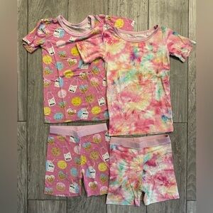 Two pairs of Little Sleepies short sleeve/shorts pajama sets 3T